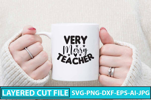 Very Merry Teacher SVG Cut File SVG Syaman 