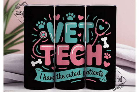 Vet Tech Tumbler Wrap PNG Sublimation sassyprint 