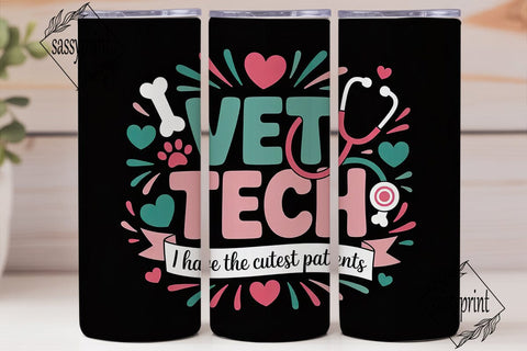 Vet Tech Tumbler Wrap PNG Sublimation sassyprint 