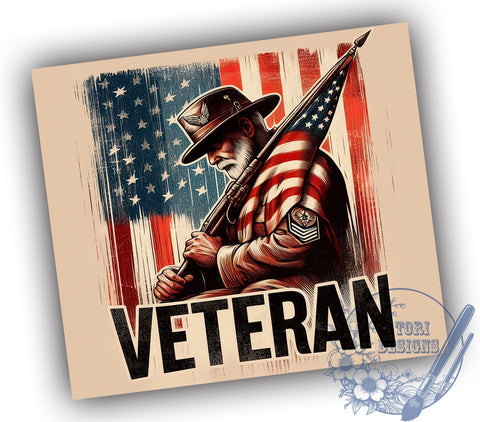 Veteran 20oz Skinny Tumbler, Patriotic Army US American Flag Tumbler Png, Straight & Tapered Tumbler Wrap, Instant Digital Download Sublimation ToriDesigns 