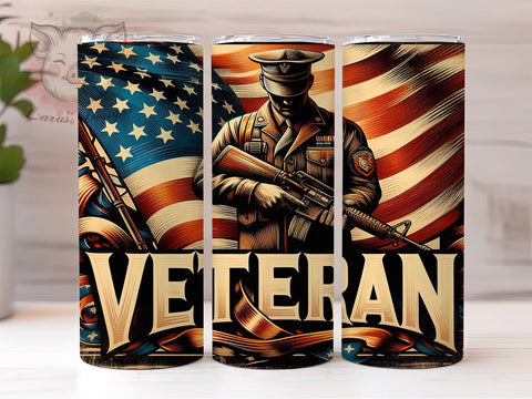 Veteran 20oz Tumbler Png, Straight & Tapered Tumbler Png, USA Military Tumbler Png, Digital Download PNG Sublimation Lara' s Designs 