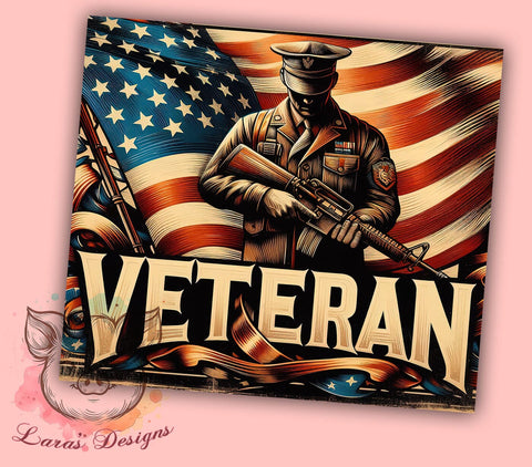 Veteran 20oz Tumbler Png, Straight & Tapered Tumbler Png, USA Military Tumbler Png, Digital Download PNG Sublimation Lara' s Designs 