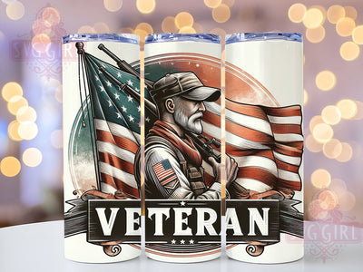 Veteran 20oz Tumbler Wrap Sublimation Design, Straight Tapered Tumbler Wrap, Patriotic Army US American Flag Tumbler Png, Instant Digital Download Sublimation SvggirlplusArt 