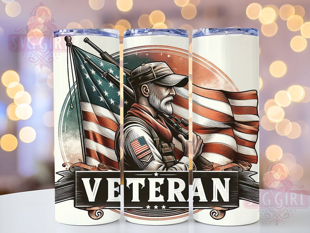 Veteran 20oz Tumbler Wrap Sublimation Design, Straight Tapered Tumbler Wrap, Patriotic Army US American Flag Tumbler Png, Instant Digital Download Sublimation SvggirlplusArt 