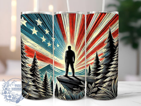 Veteran American Flag 20oz Tumbler, American Flag Design, 20oz Tumbler Wrap, Military Gift, Patriotic Drinkware, Independence Day Tumbler, Custom Drinkware Sublimation ToriDesigns 