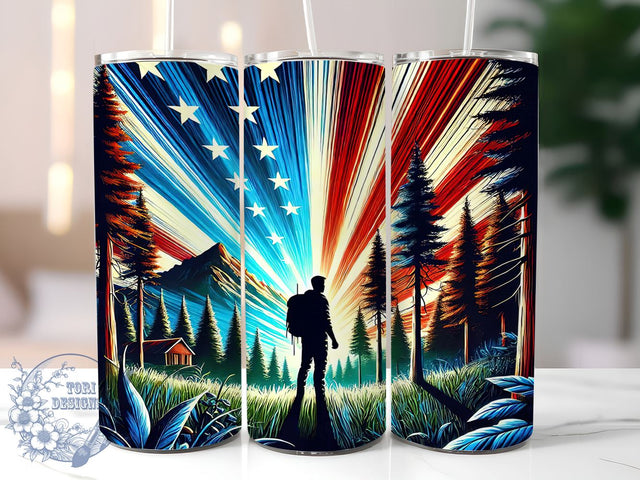 Veteran American Flag 20oz Tumbler, American Flag Design, 20oz Tumbler Wrap, Military Gift, Patriotic Drinkware, Independence Day Tumbler, Custom Drinkware Sublimation ToriDesigns 