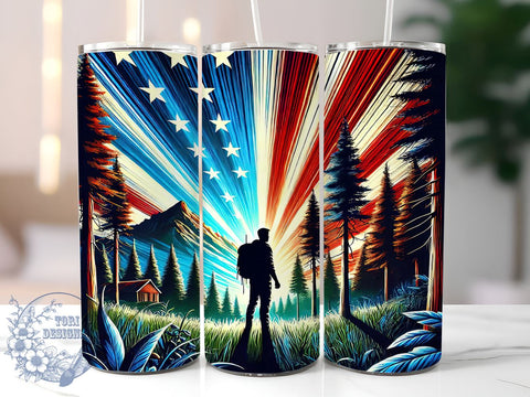 Veteran American Flag 20oz Tumbler, American Flag Design, 20oz Tumbler Wrap, Military Gift, Patriotic Drinkware, Independence Day Tumbler, Custom Drinkware Sublimation ToriDesigns 