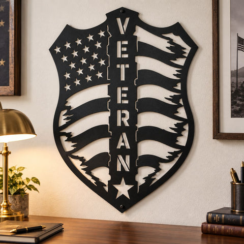 Veteran American Flag Laser SVG | Veteran Metal Art DXF | Patriotic Flag Svg | Military Wall Decor | CNC Plasma Cutting File SVG HappyDesignStudio 