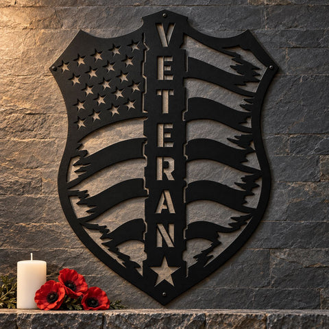 Veteran American Flag Laser SVG | Veteran Metal Art DXF | Patriotic Flag Svg | Military Wall Decor | CNC Plasma Cutting File SVG HappyDesignStudio 
