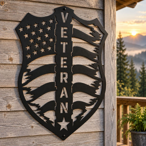 Veteran American Flag Laser SVG | Veteran Metal Art DXF | Patriotic Flag Svg | Military Wall Decor | CNC Plasma Cutting File SVG HappyDesignStudio 