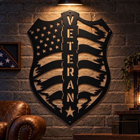 Veteran American Flag Laser SVG | Veteran Metal Art DXF | Patriotic Flag Svg | Military Wall Decor | CNC Plasma Cutting File SVG HappyDesignStudio 