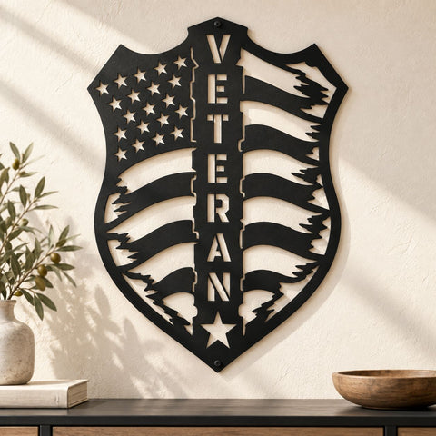 Veteran American Flag Laser SVG | Veteran Metal Art DXF | Patriotic Flag Svg | Military Wall Decor | CNC Plasma Cutting File SVG HappyDesignStudio 