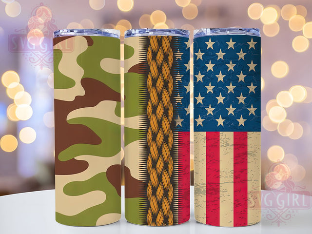 Veteran Camo Flag Tumbler Wrap Gift, Patriotic Camo Design, American Flag Cup, Veterans Day Gift, Army Camouflage Wrap, USA Military Support, Tactical Flag Design Sublimation SvggirlplusArt 