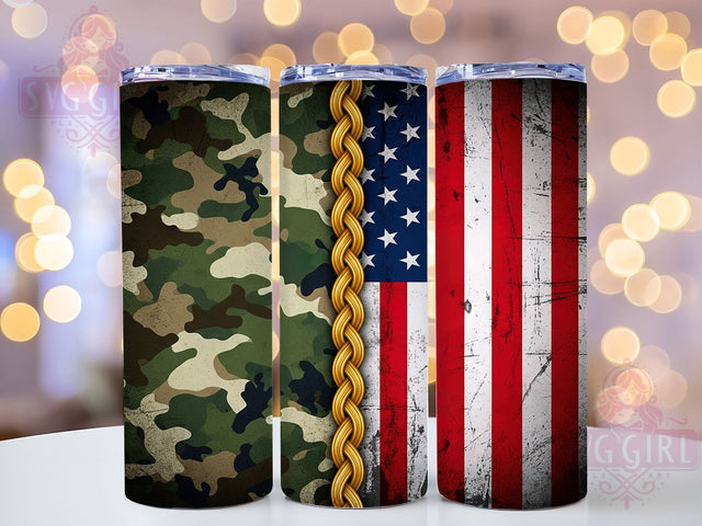 Veteran Camo Flag Tumbler Wrap Gift, Patriotic Camo Design, American Flag Cup, Veterans Day Gift, Army Camouflage Wrap, USA Military Support, Tactical Flag Design Sublimation SvggirlplusArt 