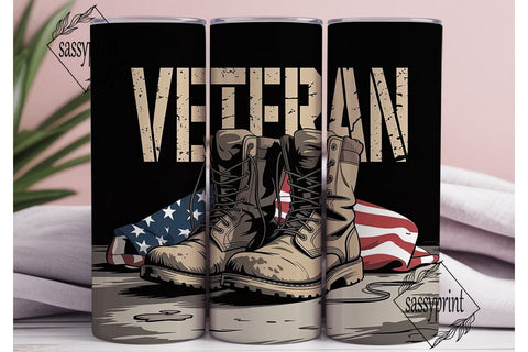 Veteran Combat Boots 20oz Tumbler Wrap Sublimation sassyprint 