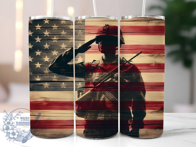 Veteran Memorial Day 20oz Skinny Tumbler, 4th of July Tumbler Png, Straight & Tapered Tumbler Wrap, Instant Digital Download Sublimation ToriDesigns 