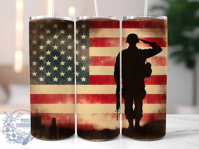 Veteran Memorial Day 20oz Skinny Tumbler, 4th of July Tumbler Png, Straight & Tapered Tumbler Wrap, Instant Digital Download Sublimation ToriDesigns 