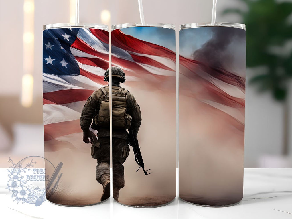 Veteran Military 20oz Skinny Tumbler, Army USA Tumbler Png, Straight ...