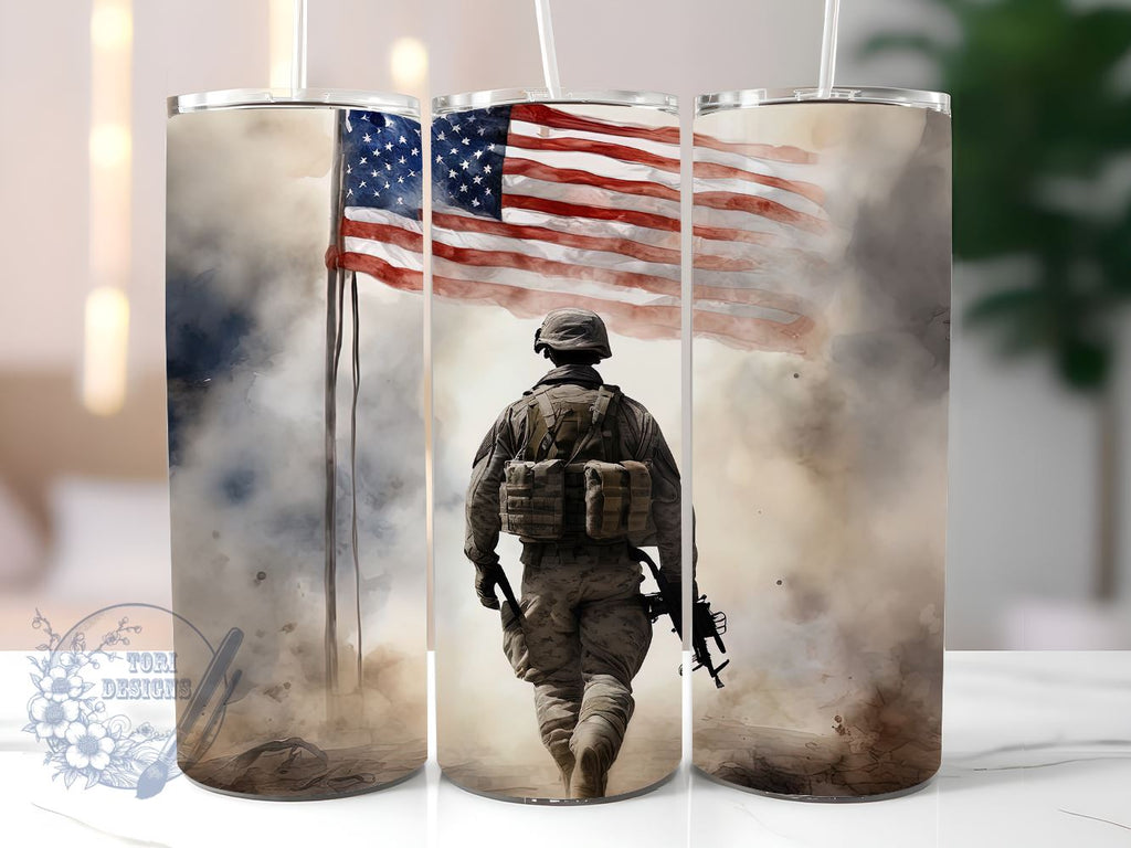 Veteran Military 20oz Skinny Tumbler, Army USA Tumbler Png, Straight ...