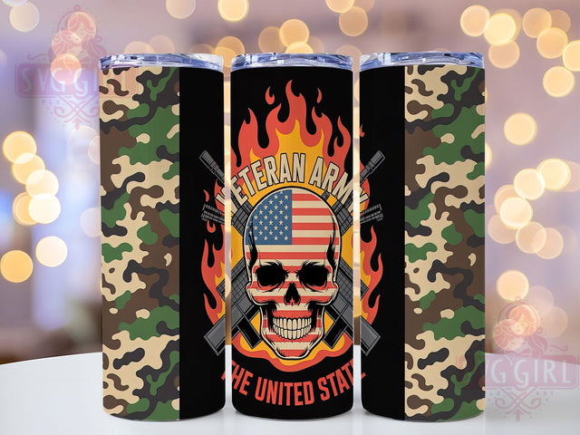 Veteran Military Hero Patriotic Tumbler, Military Pride, Army Tumbler Art, Patriotic Design, Service Member Gift, American Hero Wrap, Armed Forces Design Sublimation SvggirlplusArt 