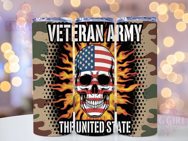 Veteran Military Hero Patriotic Tumbler, Military Pride, Army Tumbler Art, Patriotic Design, Service Member Gift, American Hero Wrap, Armed Forces Design Sublimation SvggirlplusArt 
