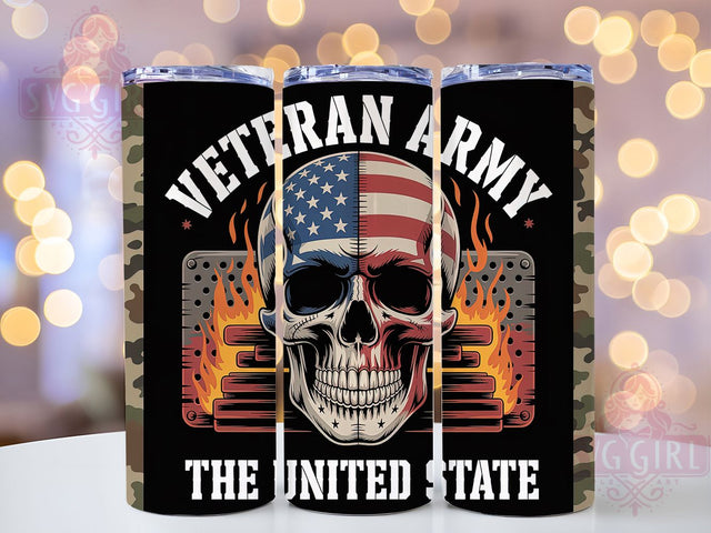Veteran Military Hero Patriotic Tumbler, Military Pride, Army Tumbler Art, Patriotic Design, Service Member Gift, American Hero Wrap, Armed Forces Design Sublimation SvggirlplusArt 