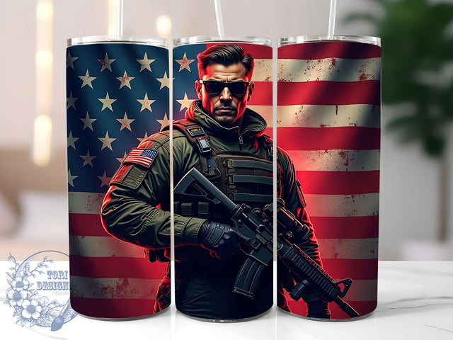 Veteran Military Tumbler, American Flag Wrap, 20oz Sublimation Design, Patriotic Drinkware, Military Veteran Cup, Army Flag Tumbler, USA Veteran Mug Sublimation ToriDesigns 