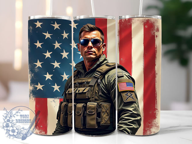Veteran Military Tumbler, American Flag Wrap, 20oz Sublimation Design, Patriotic Drinkware, Military Veteran Cup, Army Flag Tumbler, USA Veteran Mug Sublimation ToriDesigns 