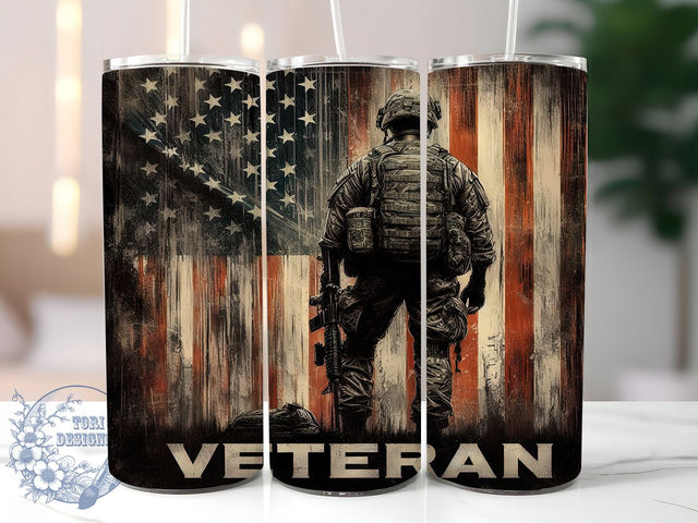 Veteran Patriotic Military Freedom Tumbler, Patriotic Tumbler, American Flag Tumbler, Military Tumbler, USA Pride Tumbler, 20oz Sublimation Wrap, Freedom Tumbler Sublimation ToriDesigns 