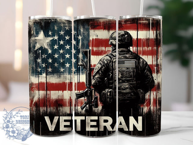 Veteran Patriotic Military Freedom Tumbler, Patriotic Tumbler, American Flag Tumbler, Military Tumbler, USA Pride Tumbler, 20oz Sublimation Wrap, Freedom Tumbler Sublimation ToriDesigns 