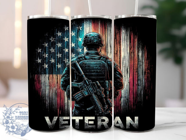 Veteran Patriotic Military Freedom Tumbler, Patriotic Tumbler, American Flag Tumbler, Military Tumbler, USA Pride Tumbler, 20oz Sublimation Wrap, Freedom Tumbler Sublimation ToriDesigns 