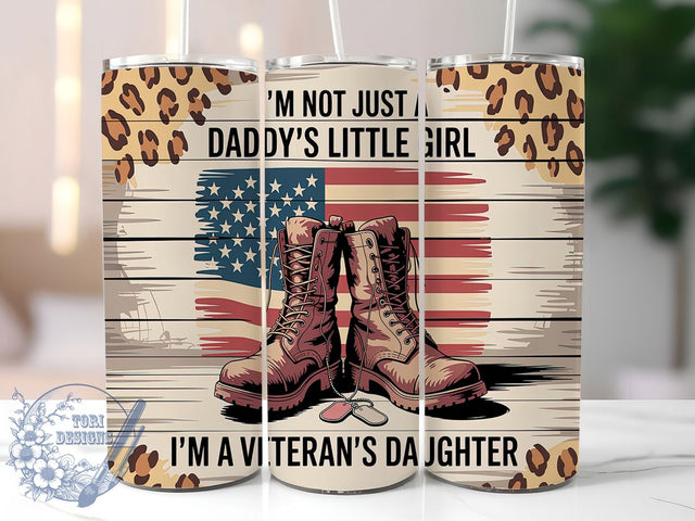 Veterans Daughter Patriotic Tumbler, Military Family Wrap, Patriotic Tumbler Design, 20oz Sublimation Wrap, Veteran Pride Tumbler, USA Flag Tumbler Wrap, Sublimation Military Design Sublimation ToriDesigns 