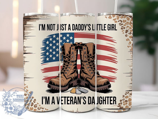 Veterans Daughter Patriotic Tumbler, Military Family Wrap, Patriotic Tumbler Design, 20oz Sublimation Wrap, Veteran Pride Tumbler, USA Flag Tumbler Wrap, Sublimation Military Design Sublimation ToriDesigns 