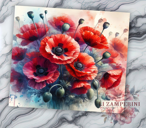 Veterans Day Tumbler, Patriotic Sublimation Design, Red Poppies Art, 20oz Tumbler PNG, Memorial Day Gift, Floral Tumbler Design, Veteran Tribute Sublimation Sublimation Li Zamperini 