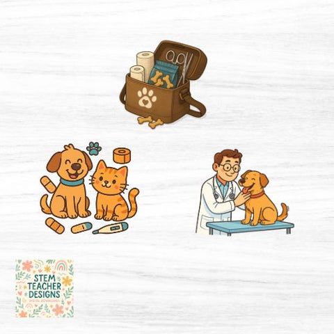 Veterinarian Clipart Pack | 10 Vet & Animal Care Digital PNG Images | Vet Tools, Vet logo, Pets, Sublimation SVG The STEM Teacher 