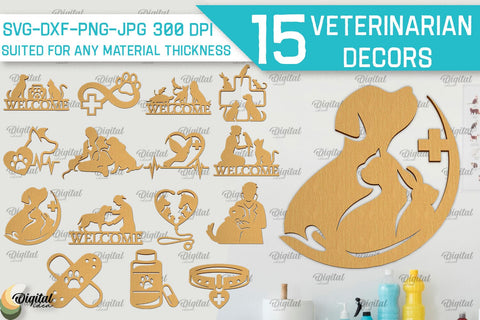 Veterinarian Signs Laser Cut Bundle. Veterinarian Wall Decor SVG SVG Evgenyia Guschina 