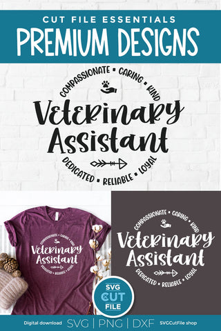 Veterinary assistant svg, vet assistant svg, svg dxf png, paw prints, small animal vet tech, dog or cat svg file SVG SVG Cut File 