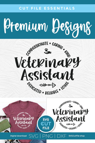 Veterinary assistant svg, vet assistant svg, svg dxf png, paw prints, small animal vet tech, dog or cat svg file SVG SVG Cut File 
