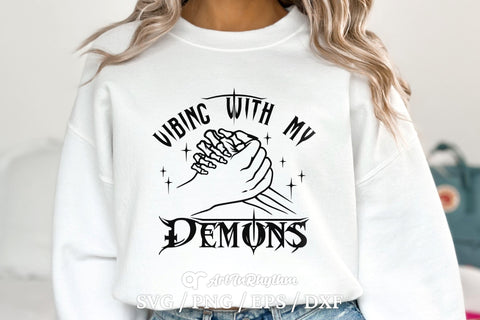 Vibing With My Demons Svg, Dark Humor Svg, Funny Svg, Sarcasm Svg, Halloween Svg SVG Artinrhythm shop 