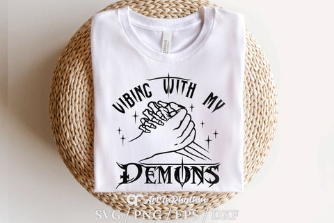 Vibing With My Demons Svg, Dark Humor Svg, Funny Svg, Sarcasm Svg, Halloween Svg SVG Artinrhythm shop 