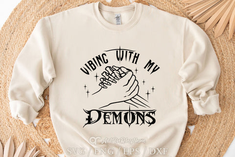 Vibing With My Demons Svg, Dark Humor Svg, Funny Svg, Sarcasm Svg, Halloween Svg SVG Artinrhythm shop 