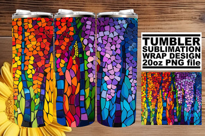 Vibrant 20oz Wrap Stained Glass Tree Tumbler Art Sublimation afrosvg 