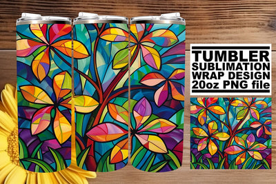 Vibrant 20oz Wrap Stained Glass Tree Tumbler Sublimation Sublimation afrosvg 
