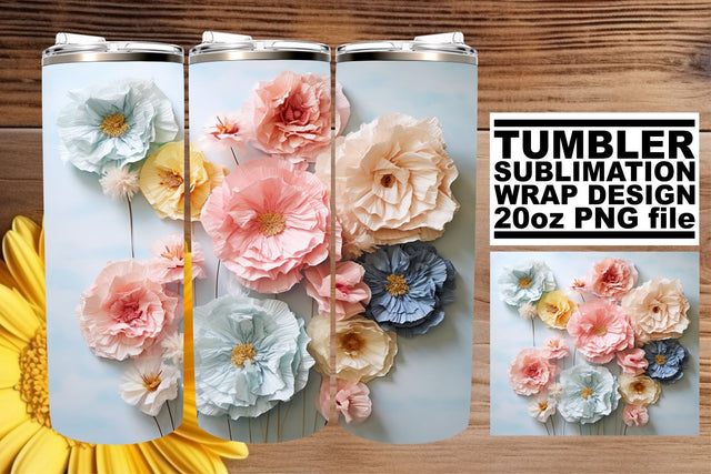 Vibrant 3D Blossom Tumbler Sublimation Collection Sublimation afrosvg 