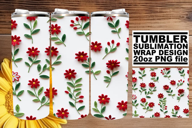 Vibrant 3D Flower Pattern Tumbler Wrap - Spring Delight Sublimation afrosvg 