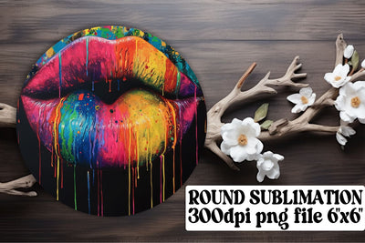Vibrant 3D Lips Sublimation Kit: Round Ornaments, Keychains & Car Coasters Sublimation afrosvg 