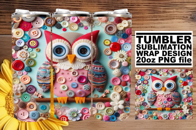 Vibrant 3D Owl Sublimation Design: Detailed Craftsmanship Sublimation afrosvg 