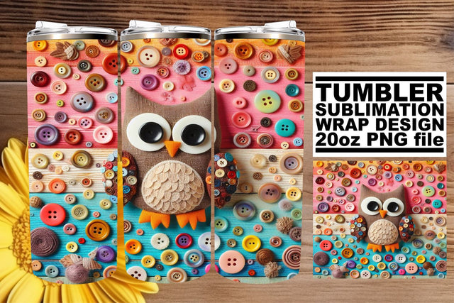 Vibrant 3D Owl Sublimation Design for 20oz Tumblers Sublimation afrosvg 
