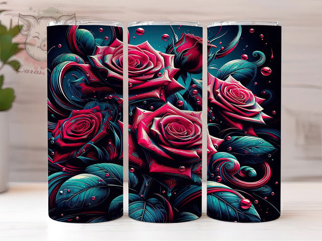 Vibrant 3D Roses Tumbler, Graffiti Flowers, Colorful Wrap, Sublimation Art, 20oz Tumbler, Cute Design, Vibrant Pattern Sublimation Lara' s Designs 