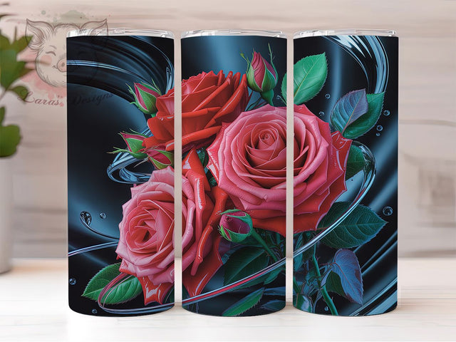 Vibrant 3D Roses Tumbler, Graffiti Flowers, Colorful Wrap, Sublimation Art, 20oz Tumbler, Cute Design, Vibrant Pattern Sublimation Lara' s Designs 
